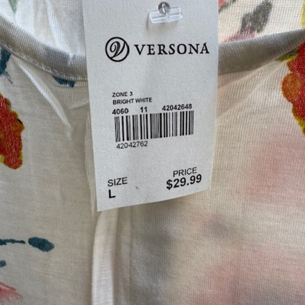 NWT Versona Adorable Floral Print Peplum Rayon Jersey Tee - Picture 5 of 7